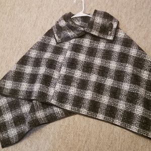 Black and white  checkered poncho